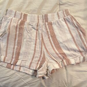 Forever 21 Striped Tan/Pink and White Women Shorts